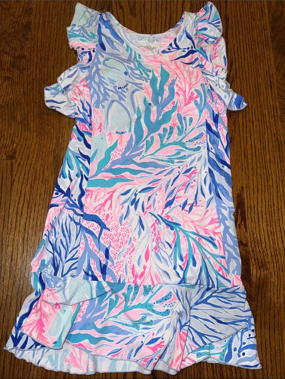 Lilly Pulitzer Girls Rally Tennis Dress kaleidoscope coral size Large (8-10)